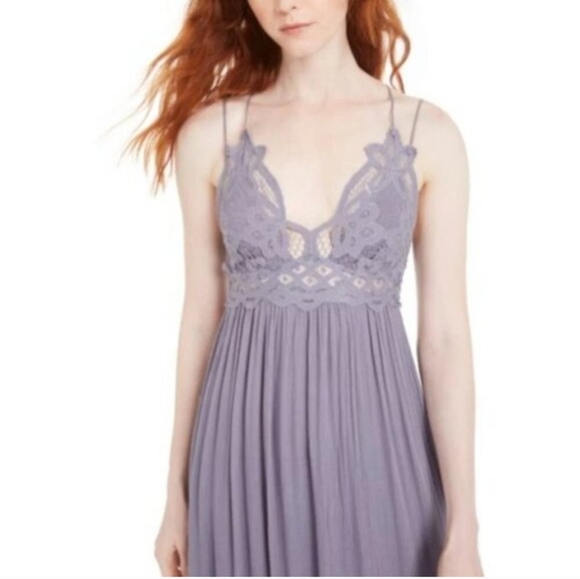 Free People Adella Maxi Lace Slip Dress In Lavender Sz Large - Picture 4 of 12